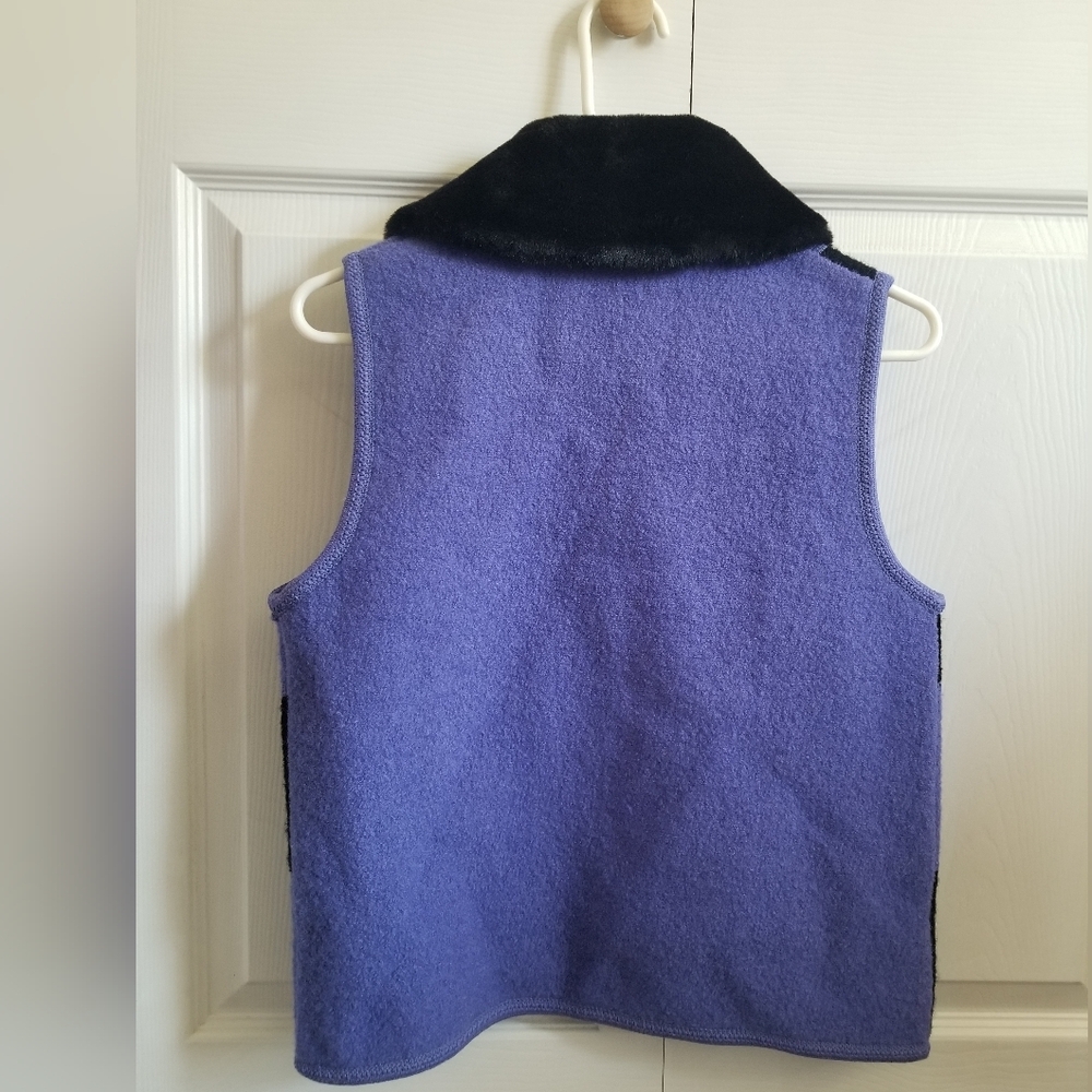 VTG Tally Ho Women's Vest S Purple Black Checked Wool Faux Fur **CLEARANCE** - Picture 2 of 5